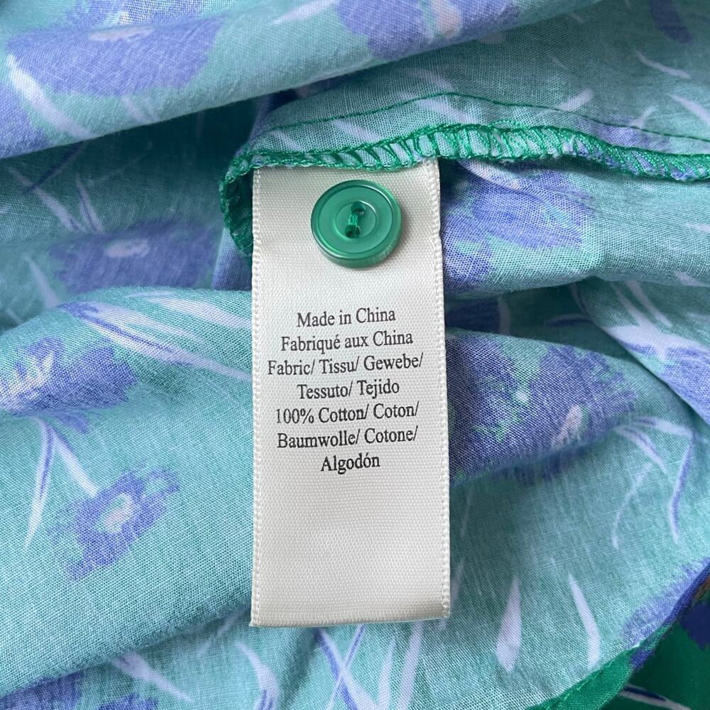 Porridge Anthropologie Green Floral Jovie Puffed Sleeve Peasant Blouse - Small - Picture 12 of 14
